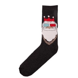 Носки Дед Мороз м.908 дед в очках т.сер