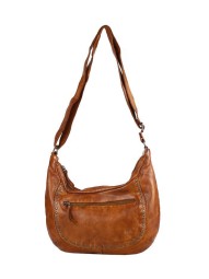 Сумка хобо кожаная с клепками CL44446 cognac