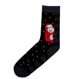 Носки Дед Мороз м.908 дед за стеной сер/черн