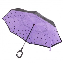 Зонт-трость FJ 120010 кошки в горошке фиолет