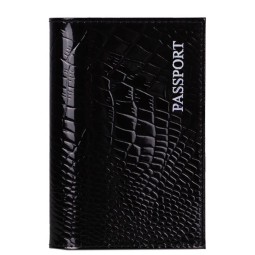 Обложка на паспорт черн/крок/лак