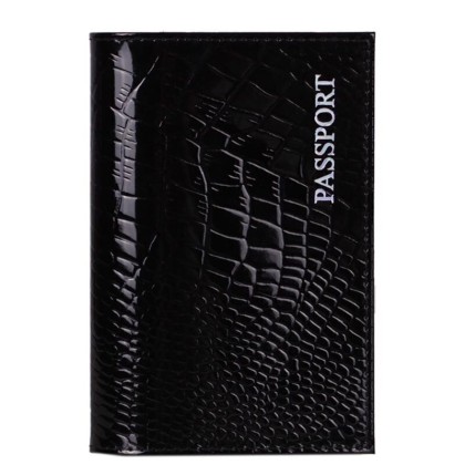 Обложка на паспорт черн/крок/лак