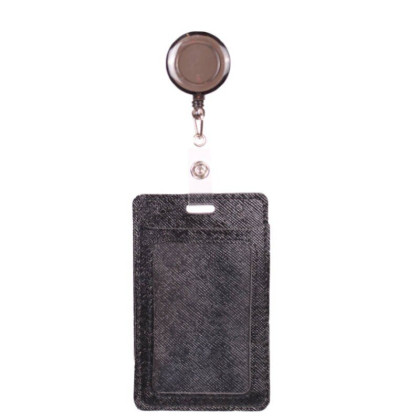 Бейдж-футляр для пропуска черн сафьян