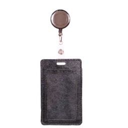 Бейдж-футляр для пропуска черн сафьян